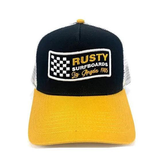 Gorra Rusty Racing Trucker Kids Negro Amarillo - Indy
