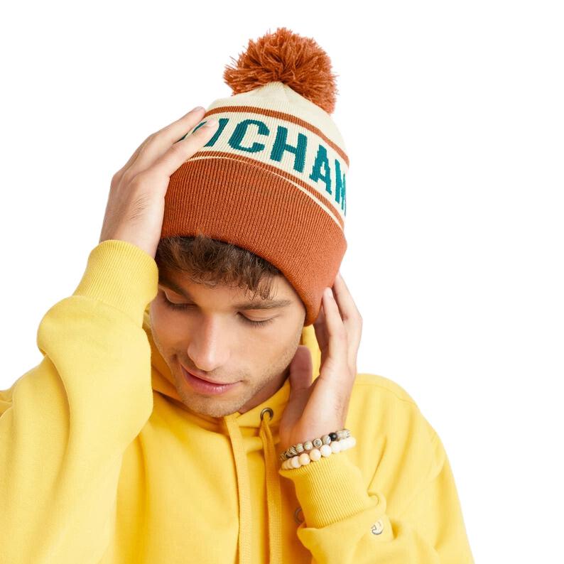 Gorro Champion With Cuff And Pom Naranja Blanco - Indy