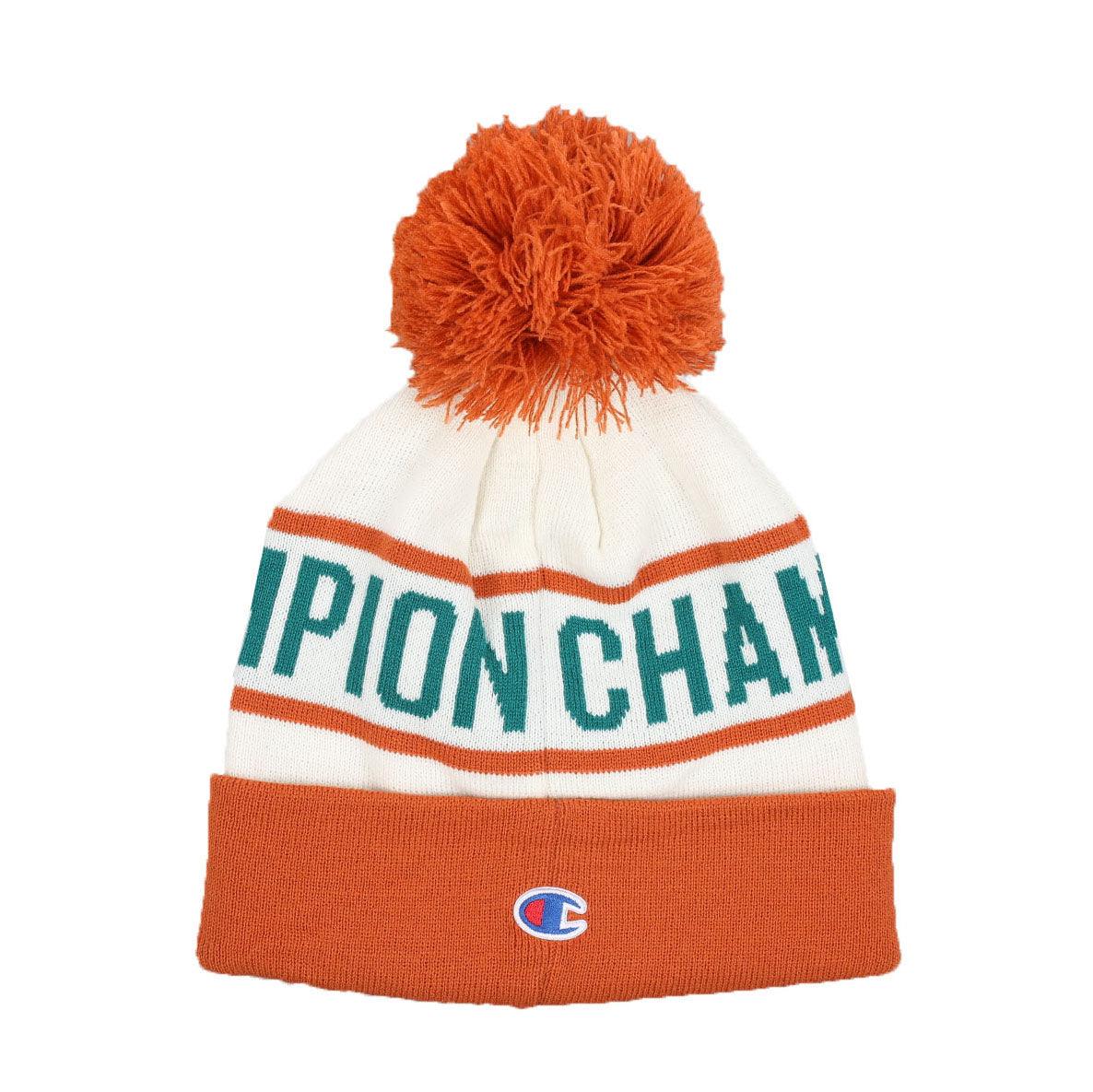Gorro Champion With Cuff And Pom Naranja Blanco - Indy