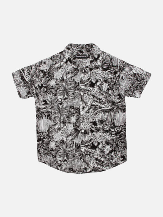 Camisa Gotcha Tropical Niño Negro Blanco
