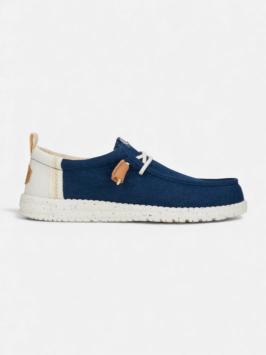 Zapatos Hey Dude Wally Craft Linen Azul Blanco