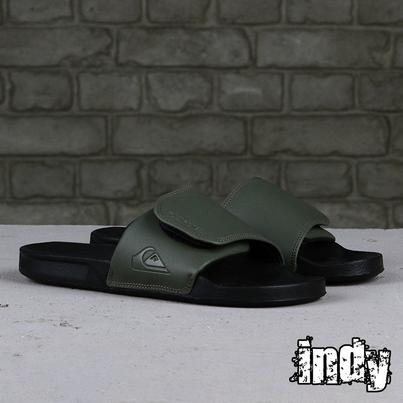Ojota Quiksilver Bright Coast 2 Adjust Negro Verde Musgo - Indy