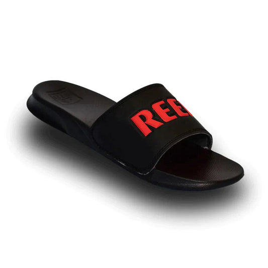 Ojota Reef Leather Slide Ul Negro Rojo - Indy