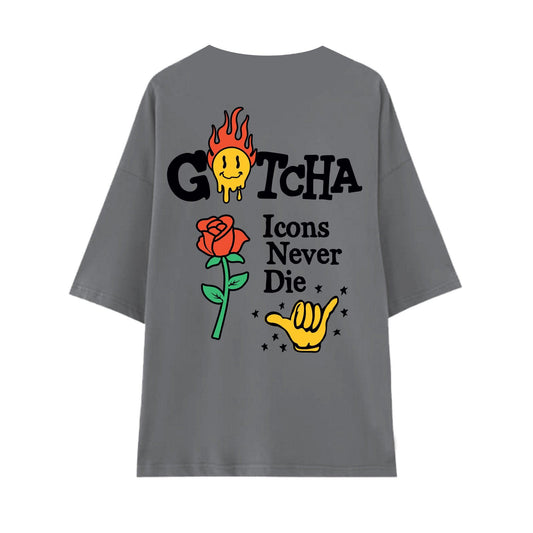 Remera Gotcha On Fire Oversize Gris - Indy