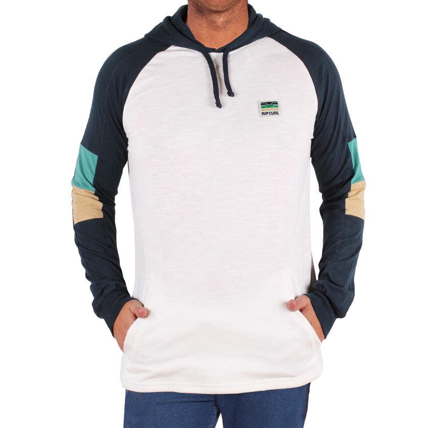 Remera ml Rip Curl Rlx Hood Flamme Crema Azul - Indy