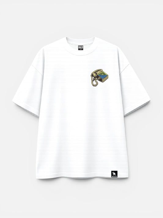 Remera Gotcha Telephone Oversize Blanco