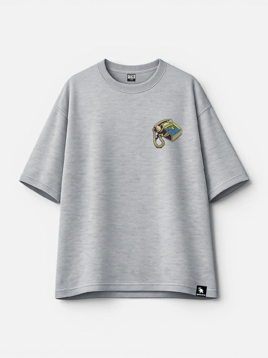 Remera Gotcha Telephone Oversize Gris Melange