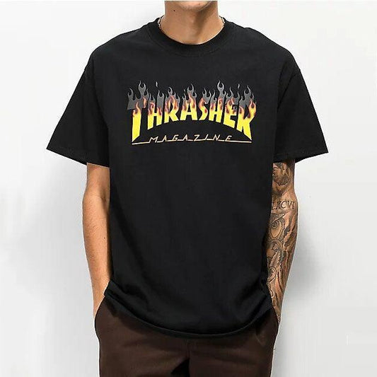 Remera Thrasher Bbq Flame Negro Amarillo - Indy