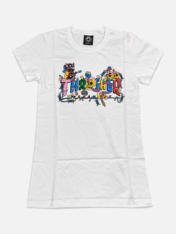 Remera Thrasher Devil Music Mujer Blanco