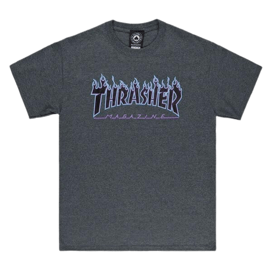 Remera Thrasher Flame Gris Oscuro Violeta - Indy