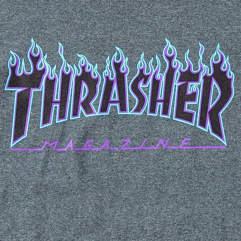 Remera Thrasher Flame Mujer Gris Oscuro Violeta - Indy