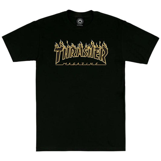 Remera Thrasher Flame Negro Amarillo - Indy