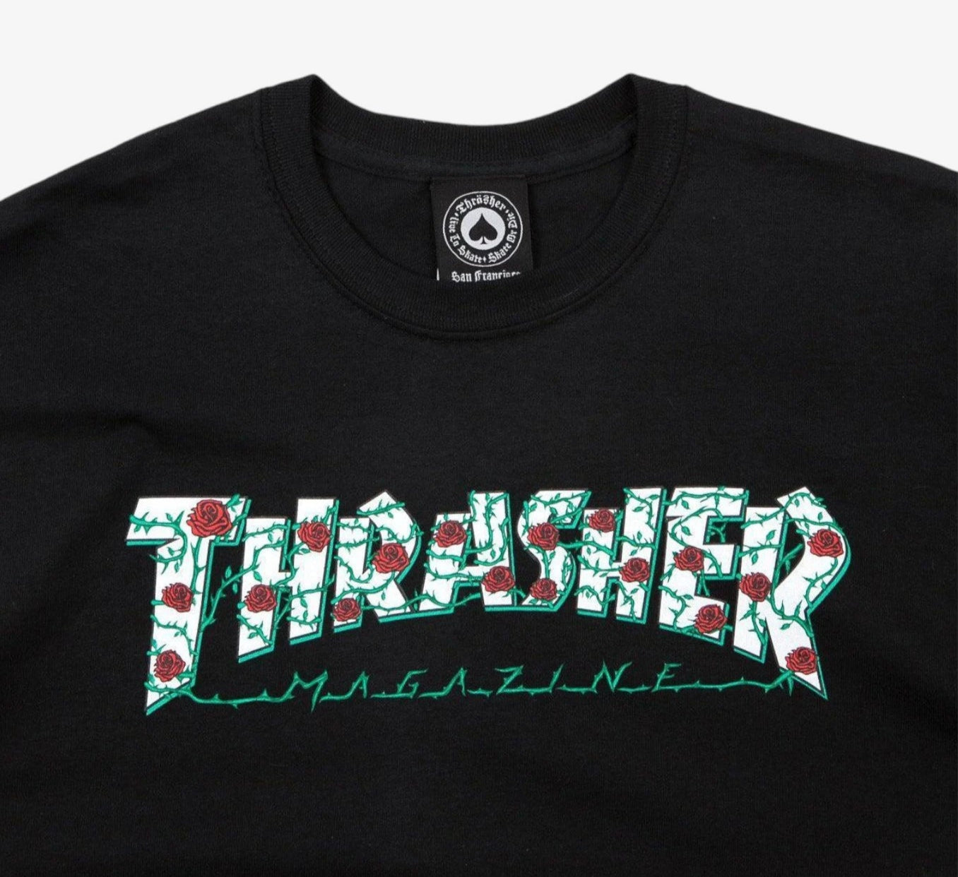 Remera Thrasher Roses Mujer Negro Blanco - Indy
