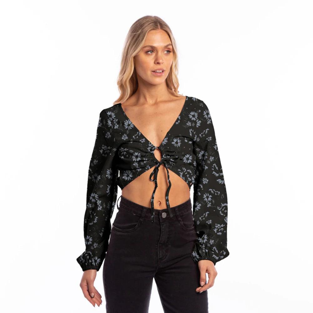 Top ml Rusty Highlands Rever Negro Floreado - Indy