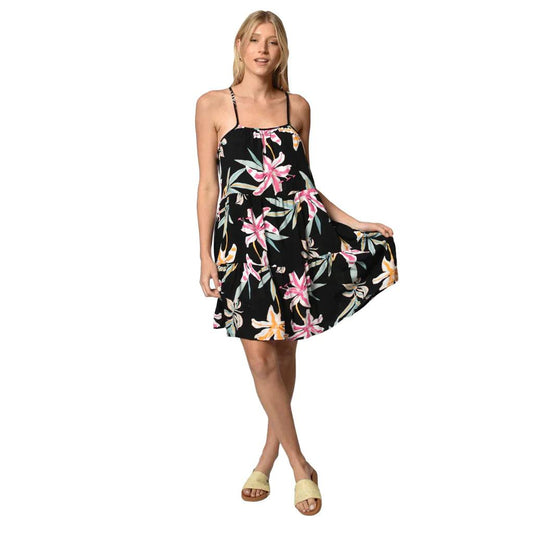 Vestido Reef Jade Negro Floreado - Indy
