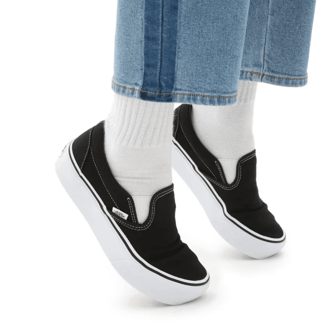 Zapatillas Vans Classic Slip On Platform Negro Blanco - Indy