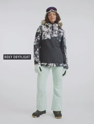 Campera Roxy Snow Shelter Anorak Negro Floreado