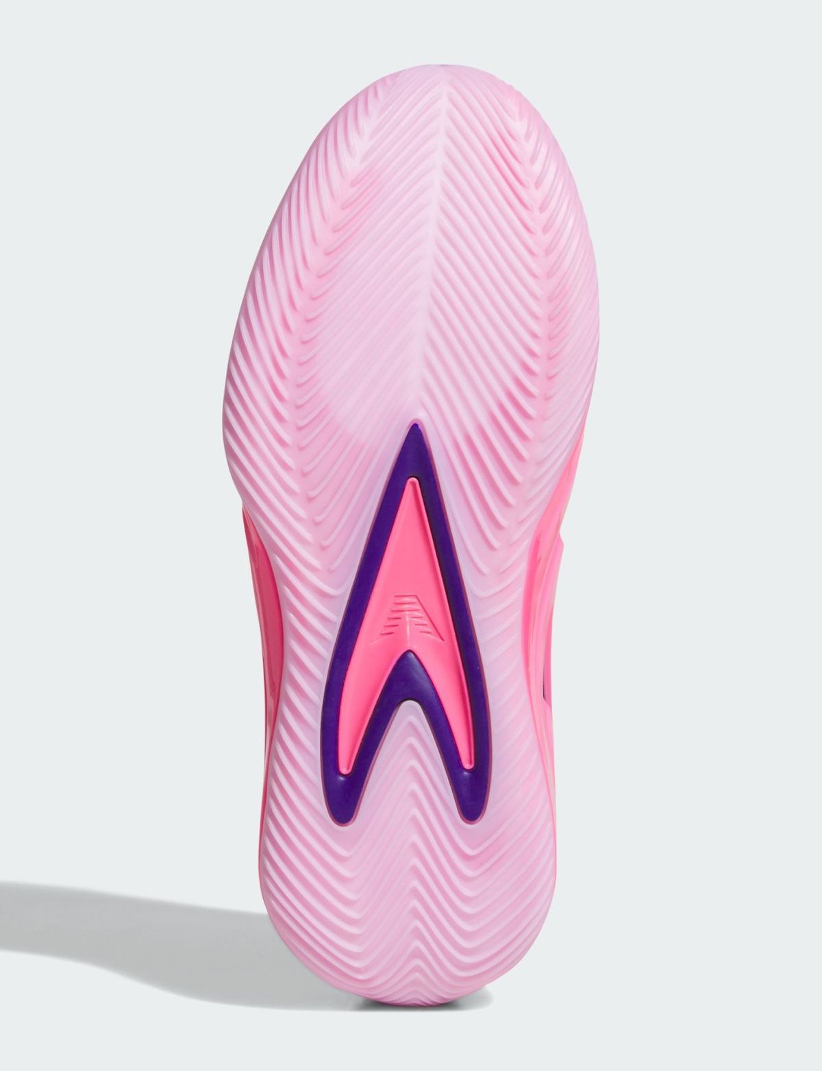 Suela rosa pálido de la adidas AE 3 Lucid Pink, con una pieza violeta y rosa en el centro