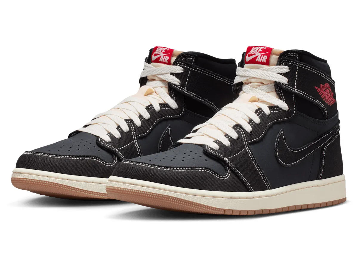 Air Jordan 1 High OG Flight Club en colorway Black/Sail-Gum Medium Brown-University Red