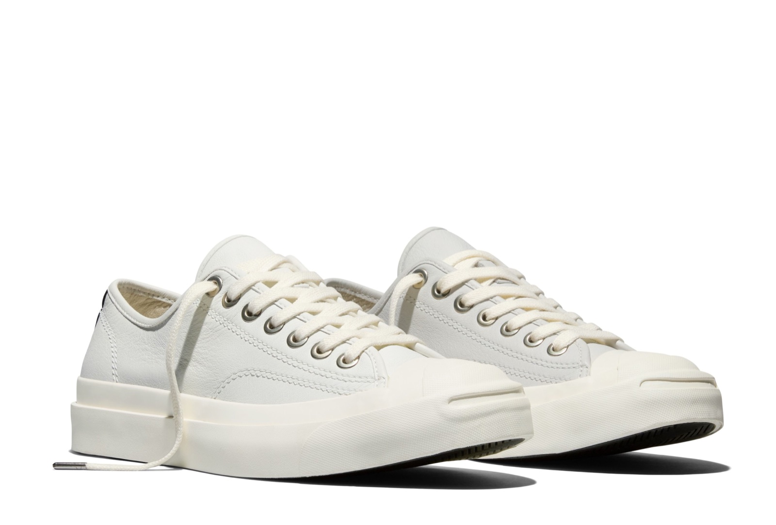 Converse First String Jack Purcell White en cuero blanco con la sonrisa en la puntera