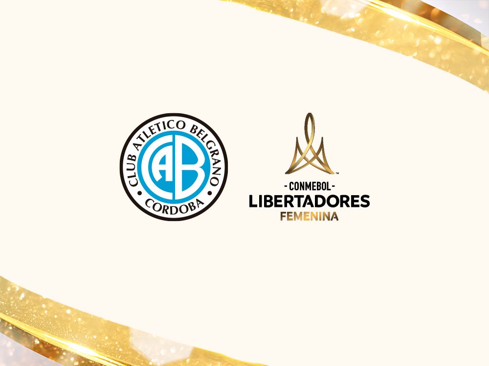 El escudo de Belgrano junto al logo de la Copa Libertadores Femenina, en la gráfica oficial de la participación del equipo cordobés (imagen: prensa AFA)