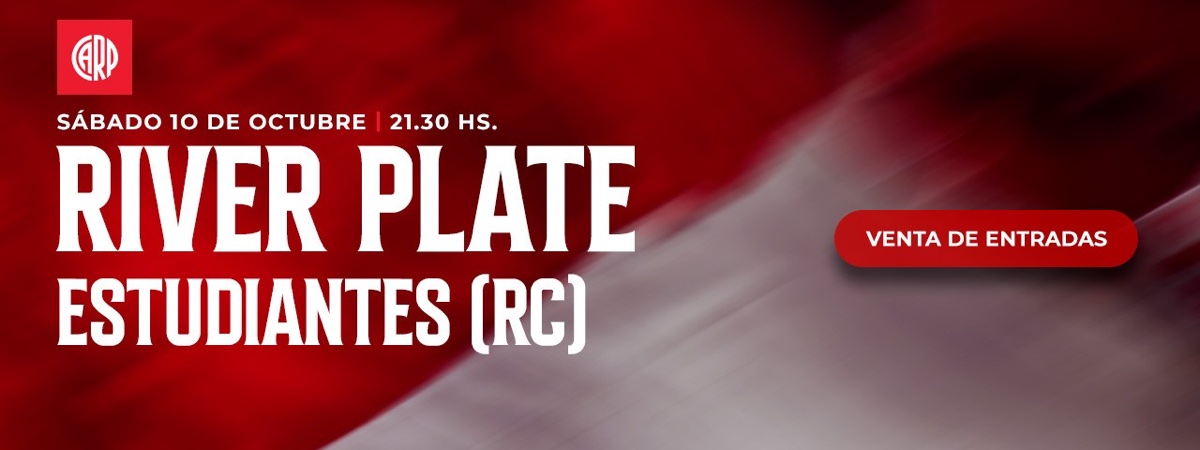 Afiche oficial de River para la venta de entradas del partido ante Estudiantes de Río Cuarto, con la fecha del sábado 10 de octubre a las 21.30 (imagen difundida por River Plate)