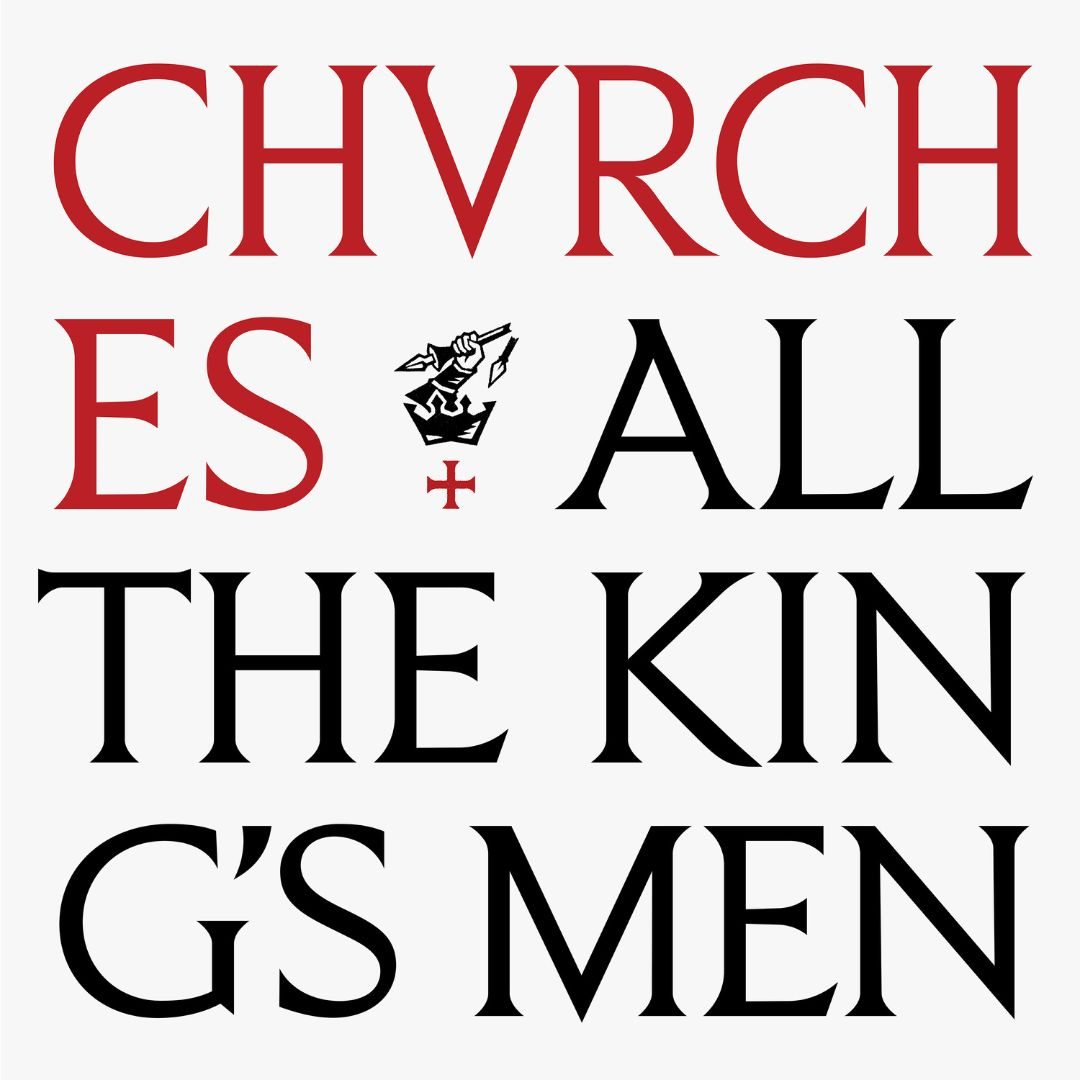 Portada oficial de «All the King's Men»: el nombre CHVRCHES en letras rojas y el título en letras negras sobre fondo blanco, con un pequeño escudo con una figura y una cruz roja en el centro