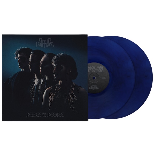 Edición en doble vinilo azul de Palace For The People, con la tapa que muestra a la banda de perfil sobre fondo azul oscuro y el título en letras blancas